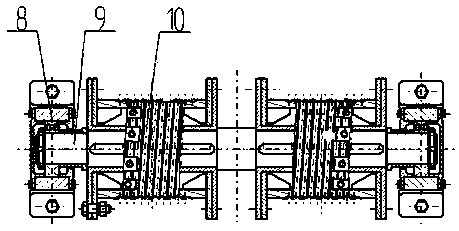 Novel trolley driving steel wire rope balancing mode and device of bucket-wheel even mixing reclaimer