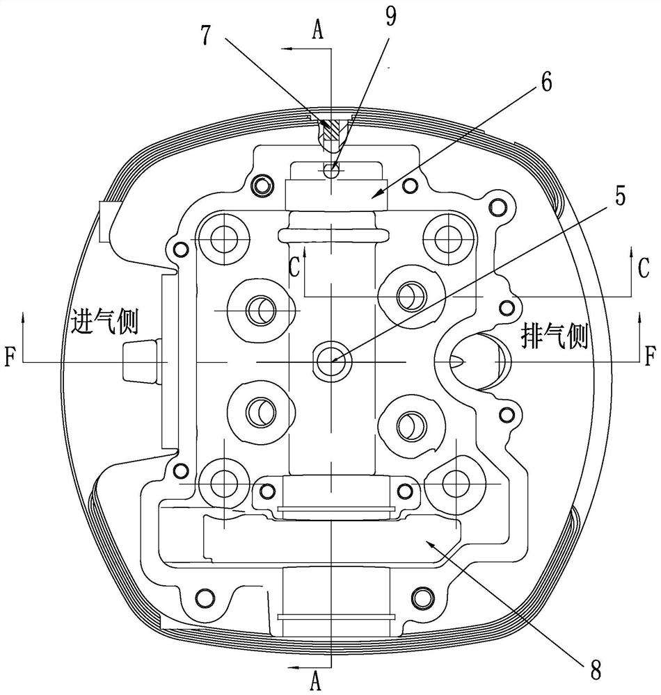 A motorcycle engine cylinder head with valve seat cooling oil passage