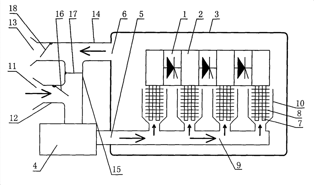 Composite refrigeration method and device for high-power electric semiconductor device