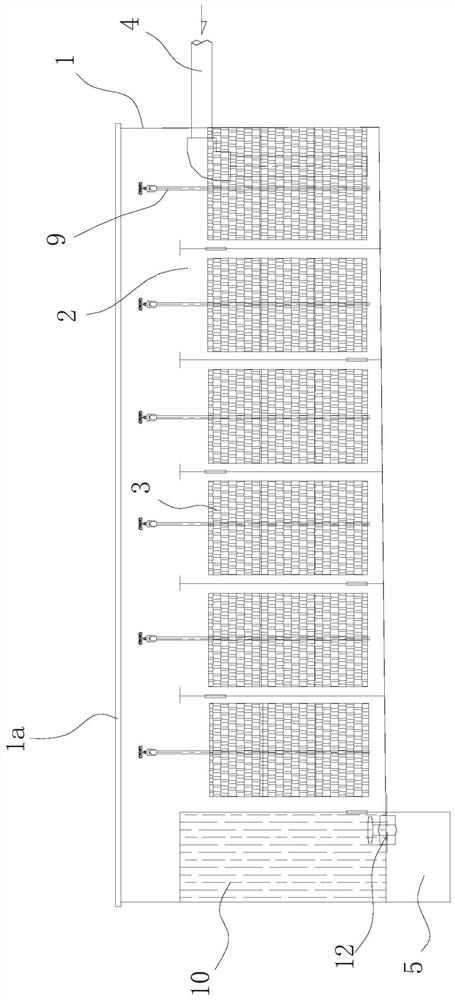 Device for improving, transforming and intensifying phosphorus removal of rural domestic sewage by using iron shavings