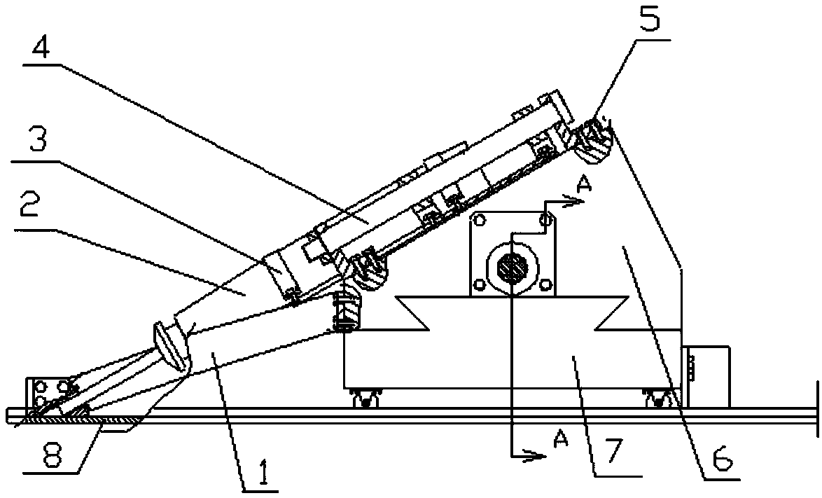 Device for processing inclined hole of flat plate of water diversion trench