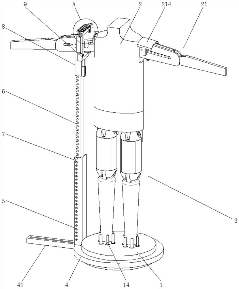 Adjustable anthropomorphic device for jeans opening cutting