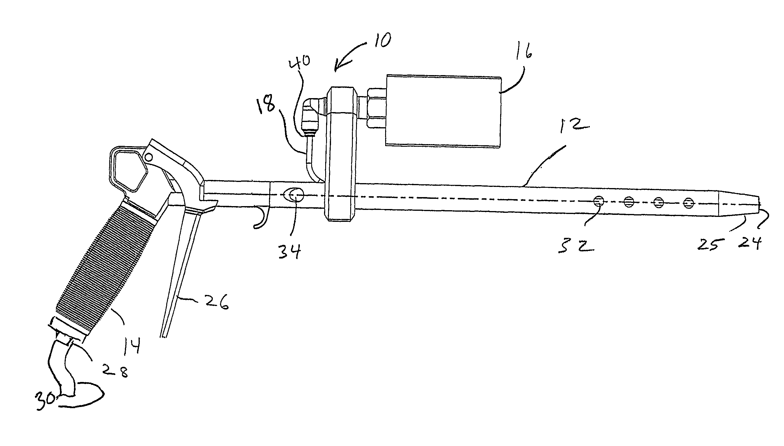 Inflation probe device with measurement of inflation pressure