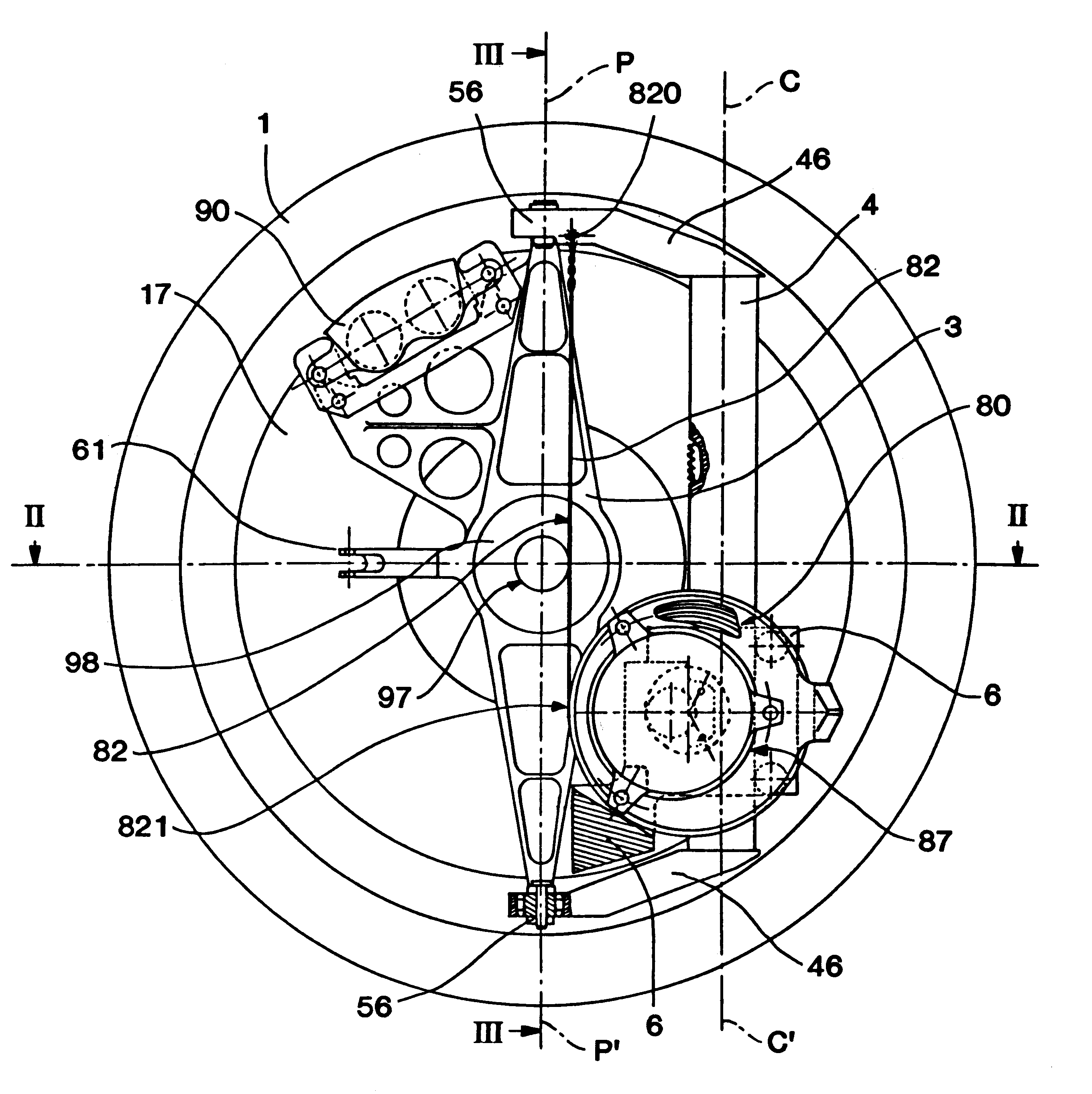 Assembly containing a wheel and a suspension integrated with the wheel
