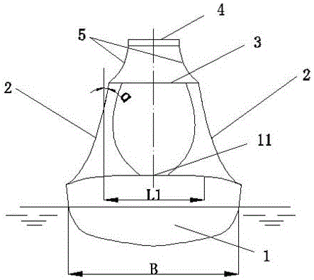 Transverse twin-pillar-supported superstructure for unmanned surface vehicles