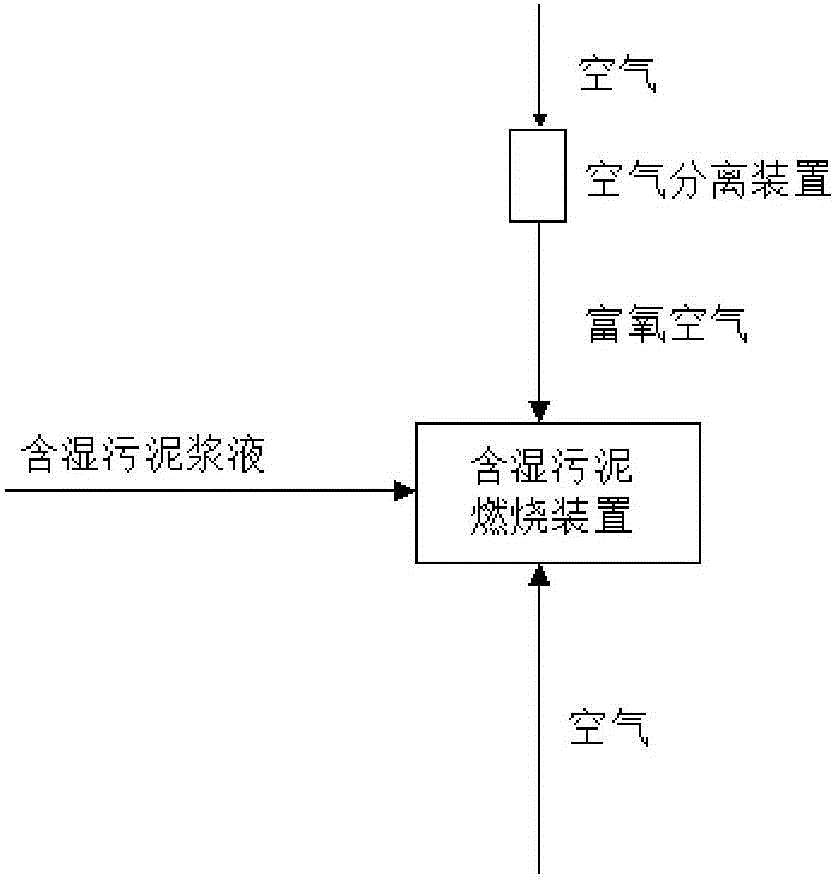 Moist sludge oxygen-enhanced combustion method and device