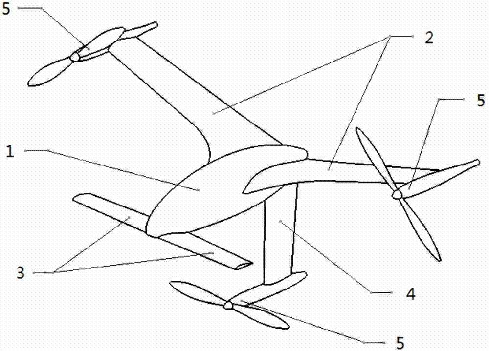 Tail-sitter type three-rotor canard aircraft capable of vertically taking off and landing