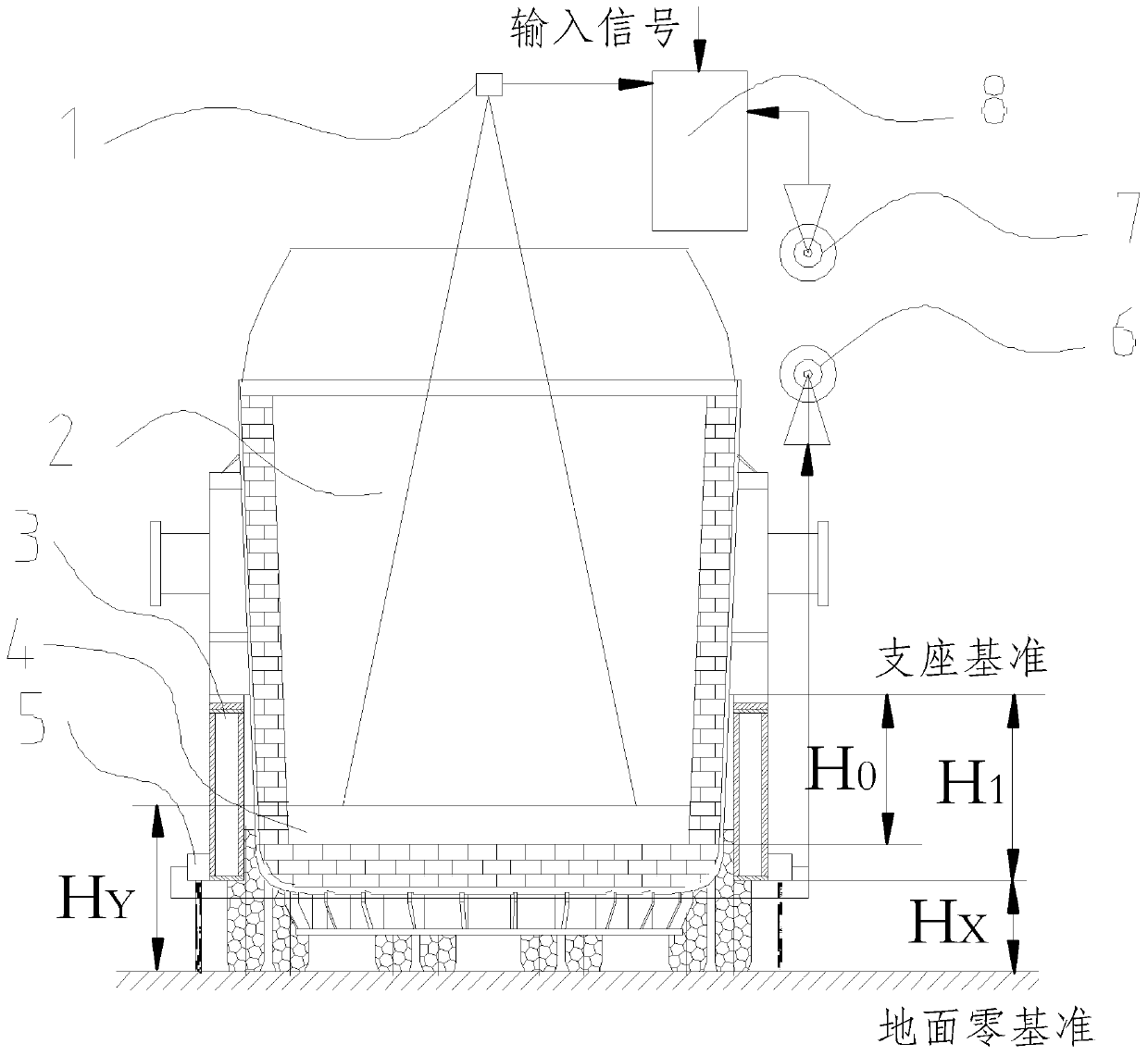 Vehicle-mounted iron ladle residual iron detection device and detection method