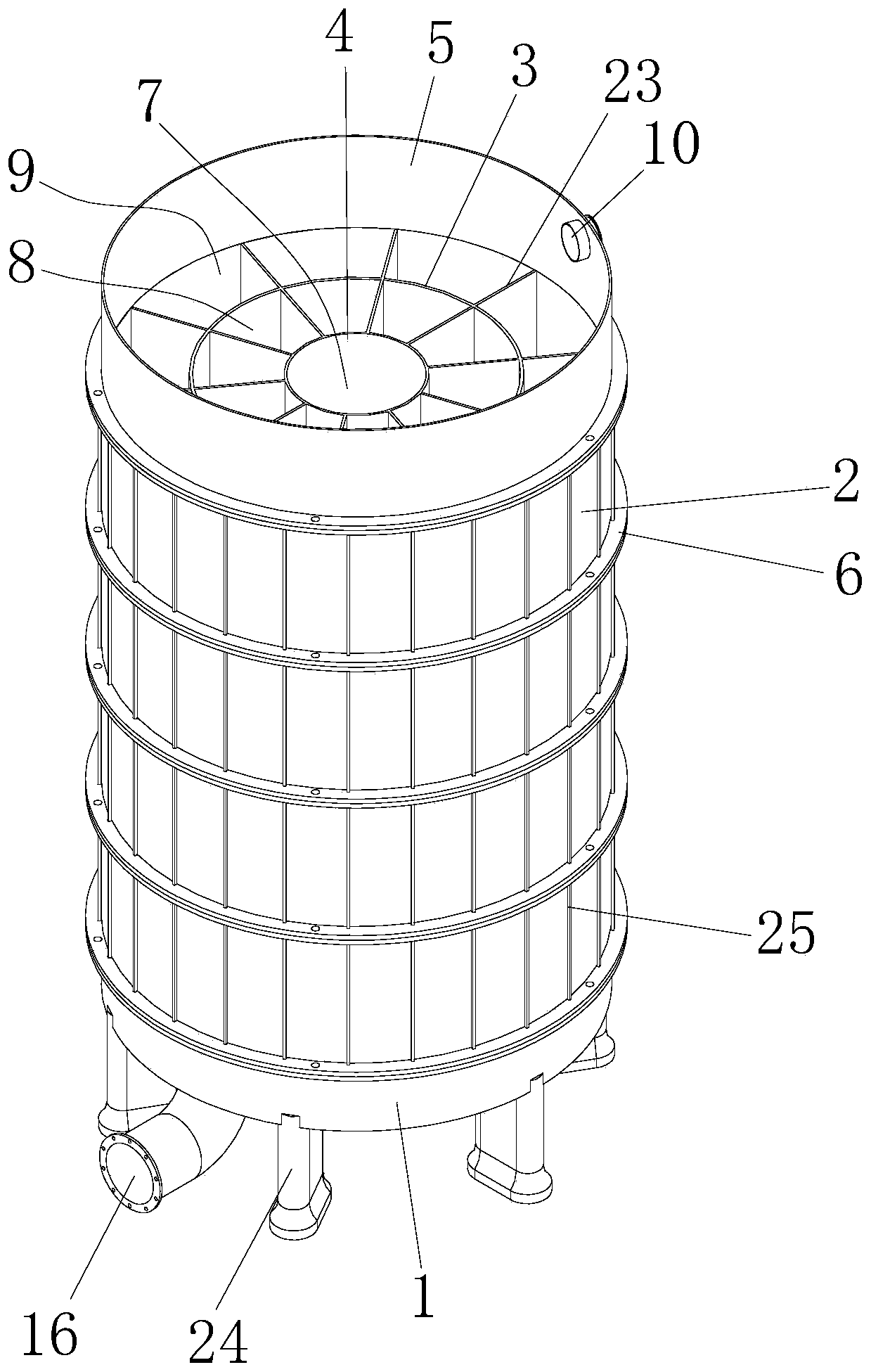 Split modular biological fluidized composite reactor for sewage treatment