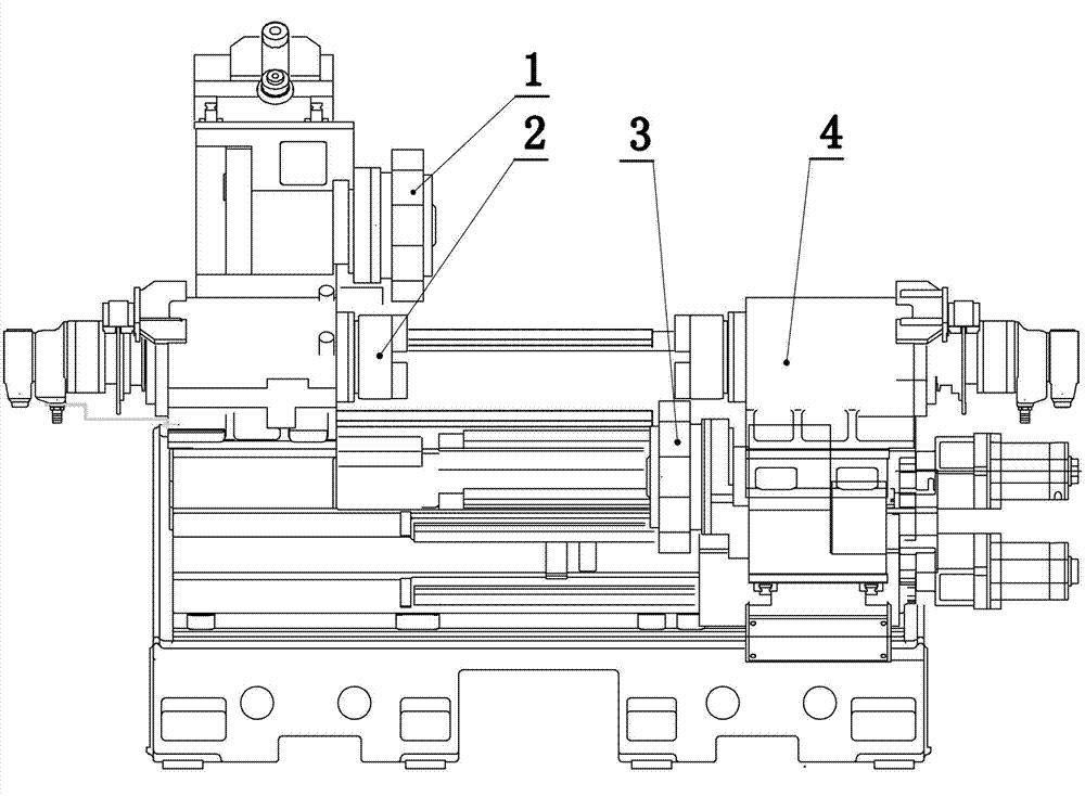 Dual-spindles dual-turret symmetrical turning center layout structure