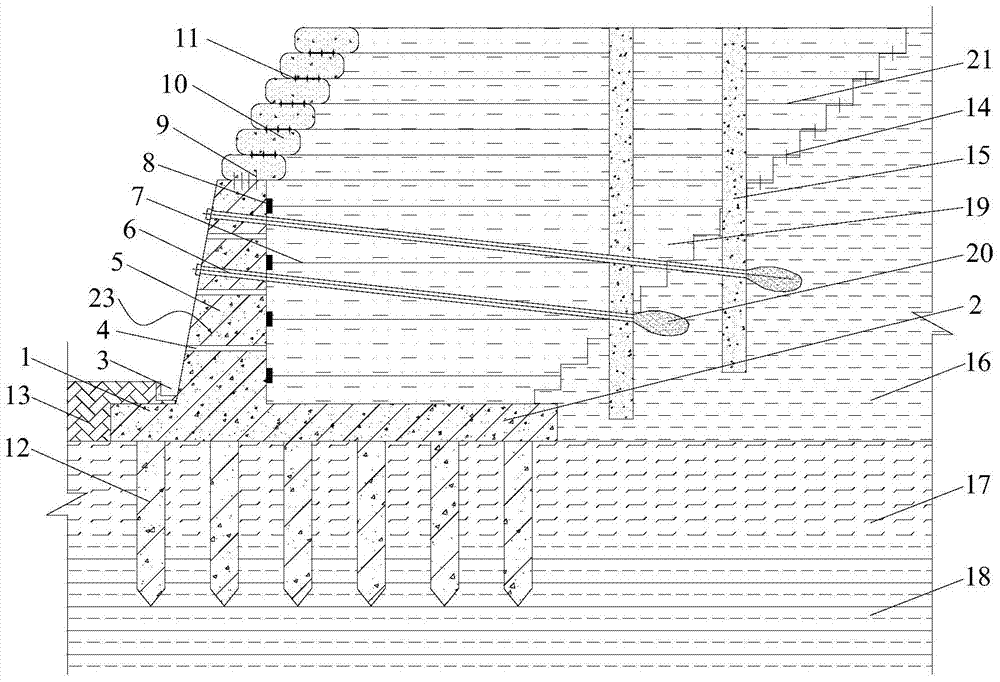 Three-dimensional reinforced rigid-soft composite ecological retaining wall and construction method