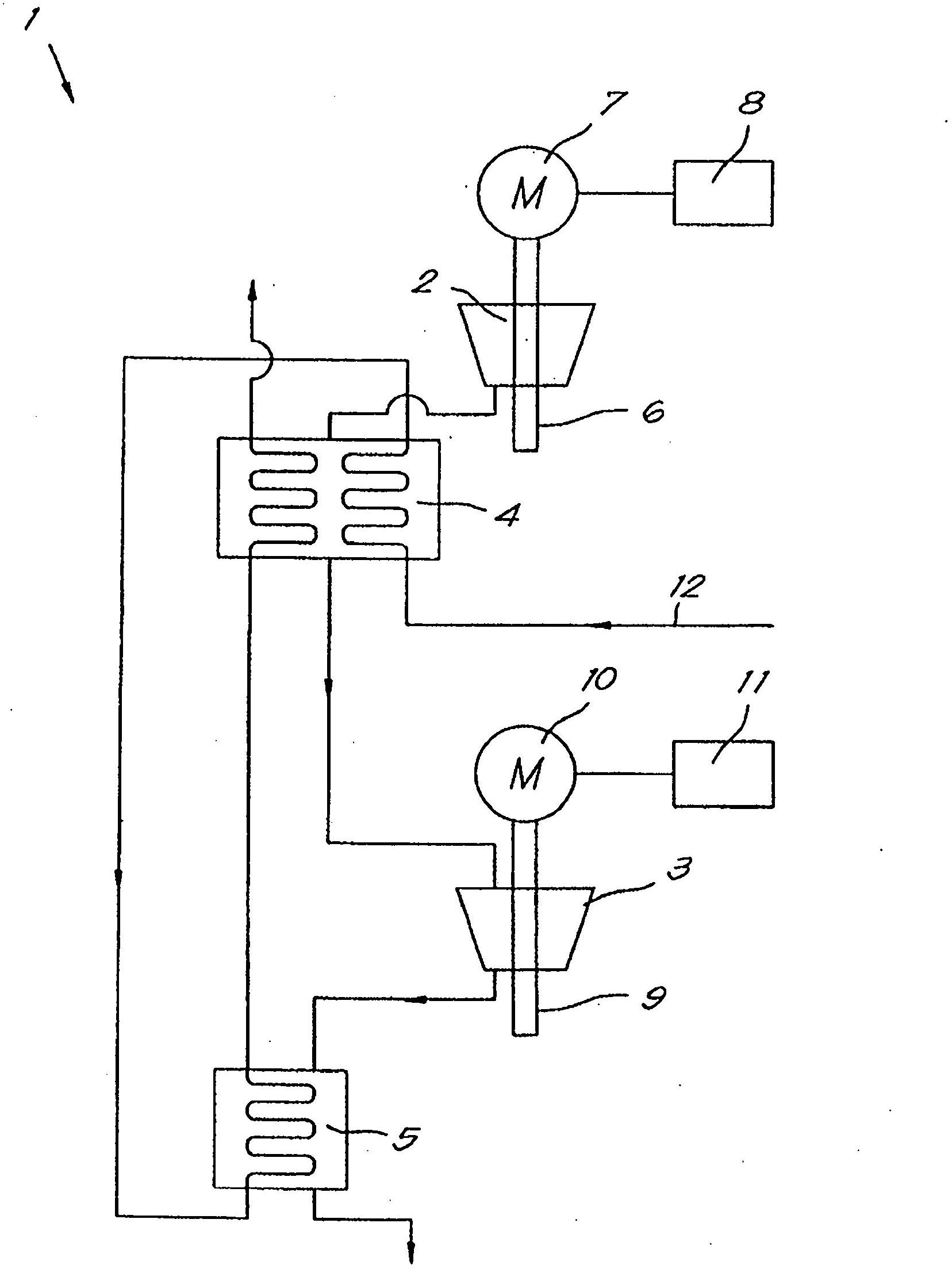 Method for recovering energy when compressing a gas with a compressor