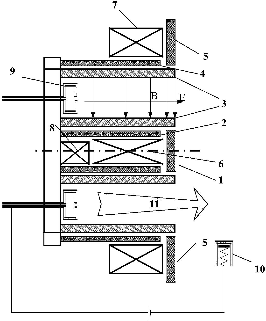 Magnetic circuit structure design method under long service life design of magnetic focusing Hall thruster