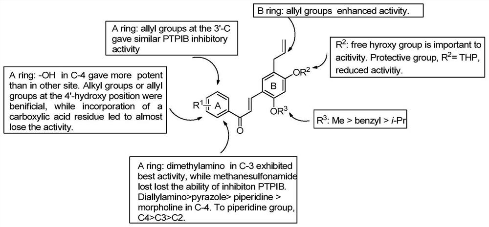 A kind of chalcone derivative containing allyl structure and its application