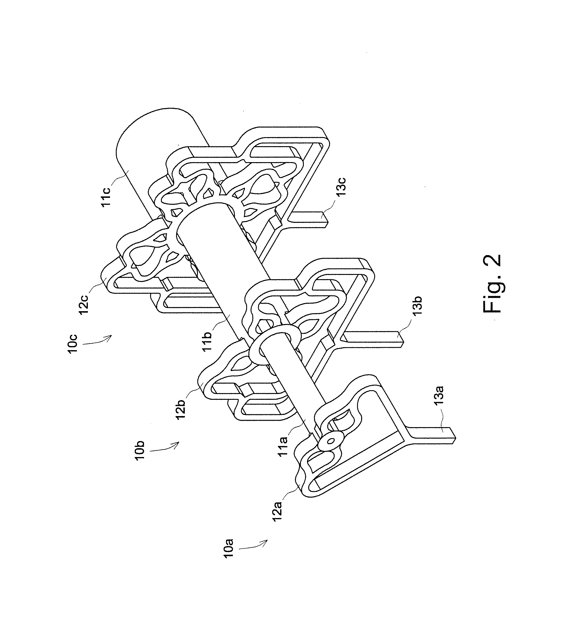 Multi-channel mode converter and rotary joint operating with a series of te or tm mode electromagnetic wave