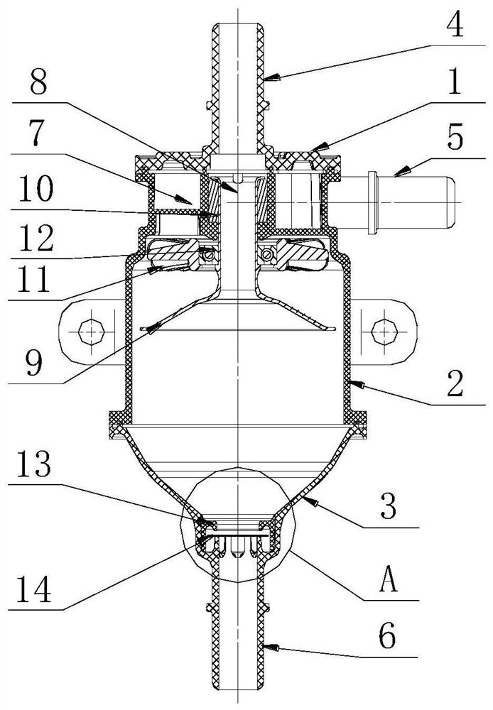 A fuel vapor liquefaction recovery device and its fuel evaporation discharge system