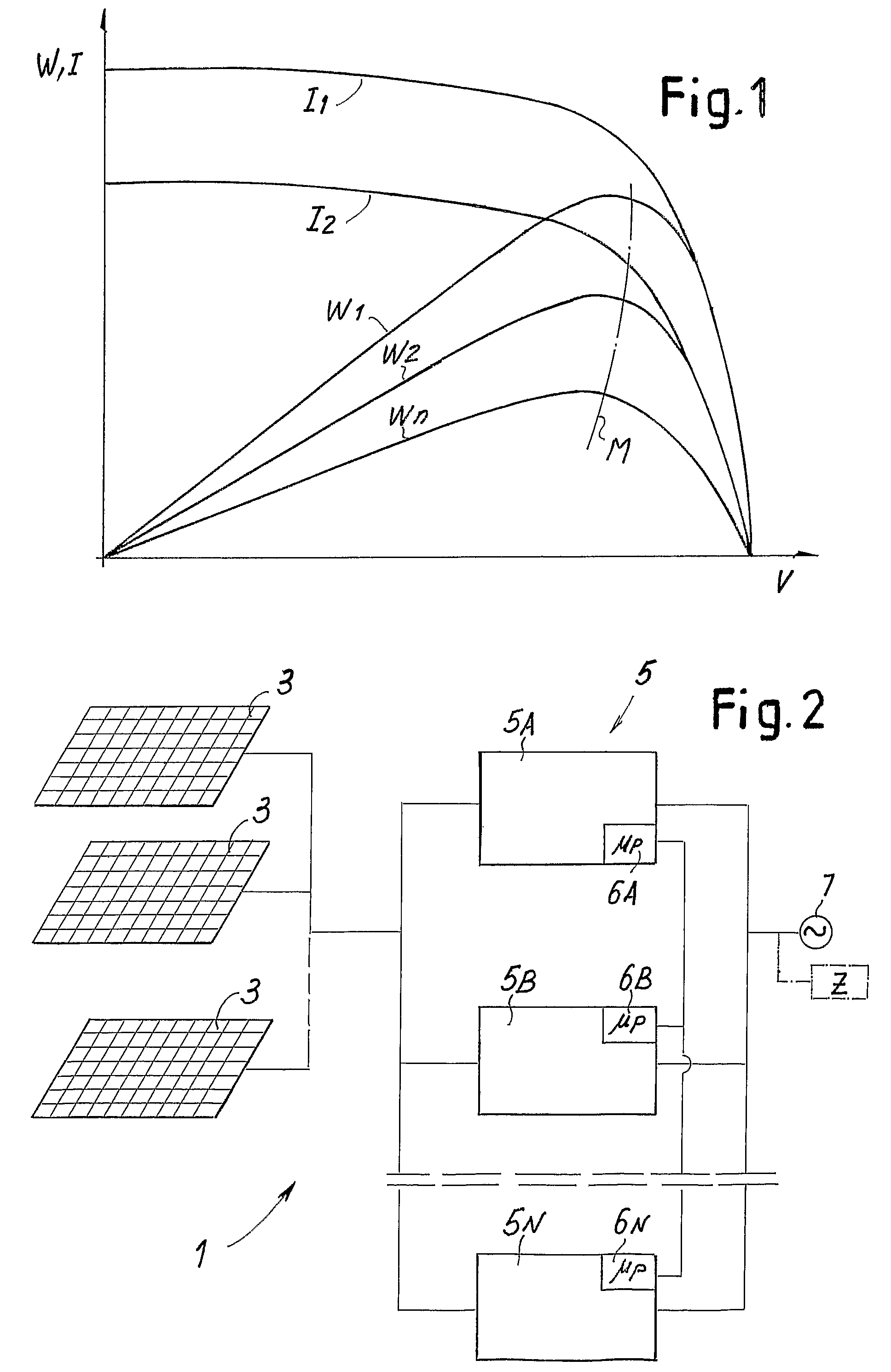 Delivery of electric power by means of a plurality of parallel inverters and control method based on maximum power point tracking