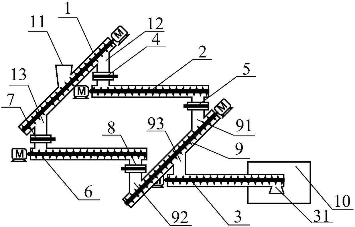 Spiral exhaust continuous feeding device and method for thermal cracking of waste tires