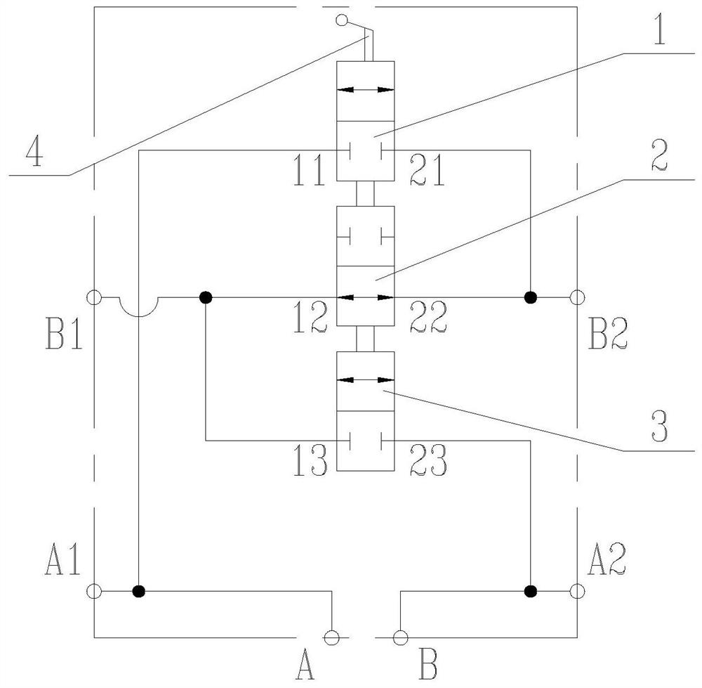 Double-oil-cylinder series-parallel connection oil way switching device