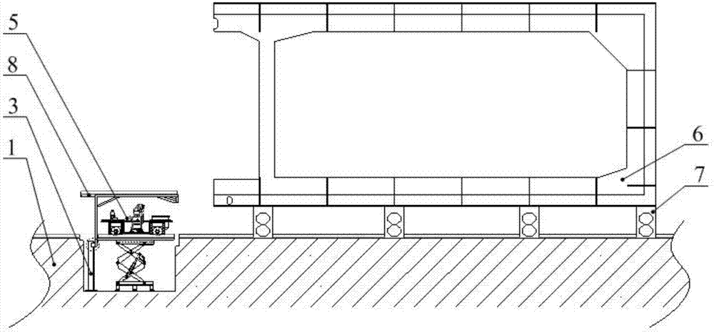 Coating device for outer bottom surface of steel immersed tube of bridge and tunnel