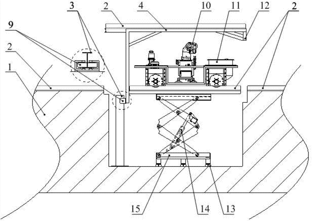 Coating device for outer bottom surface of steel immersed tube of bridge and tunnel