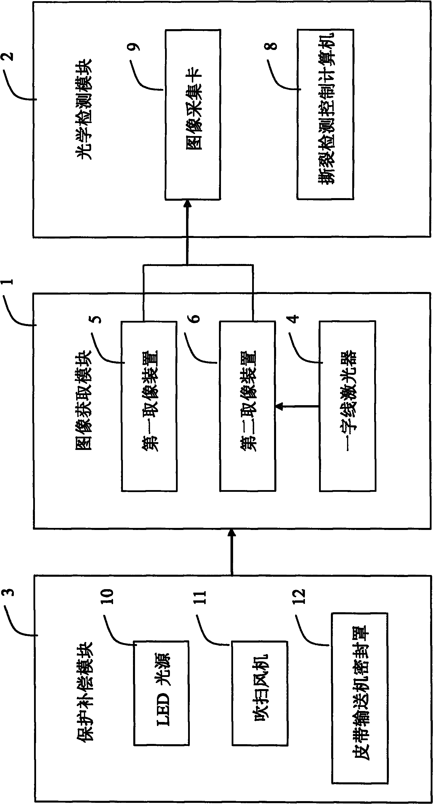 Machine vision belt tearing detecting and protecting device