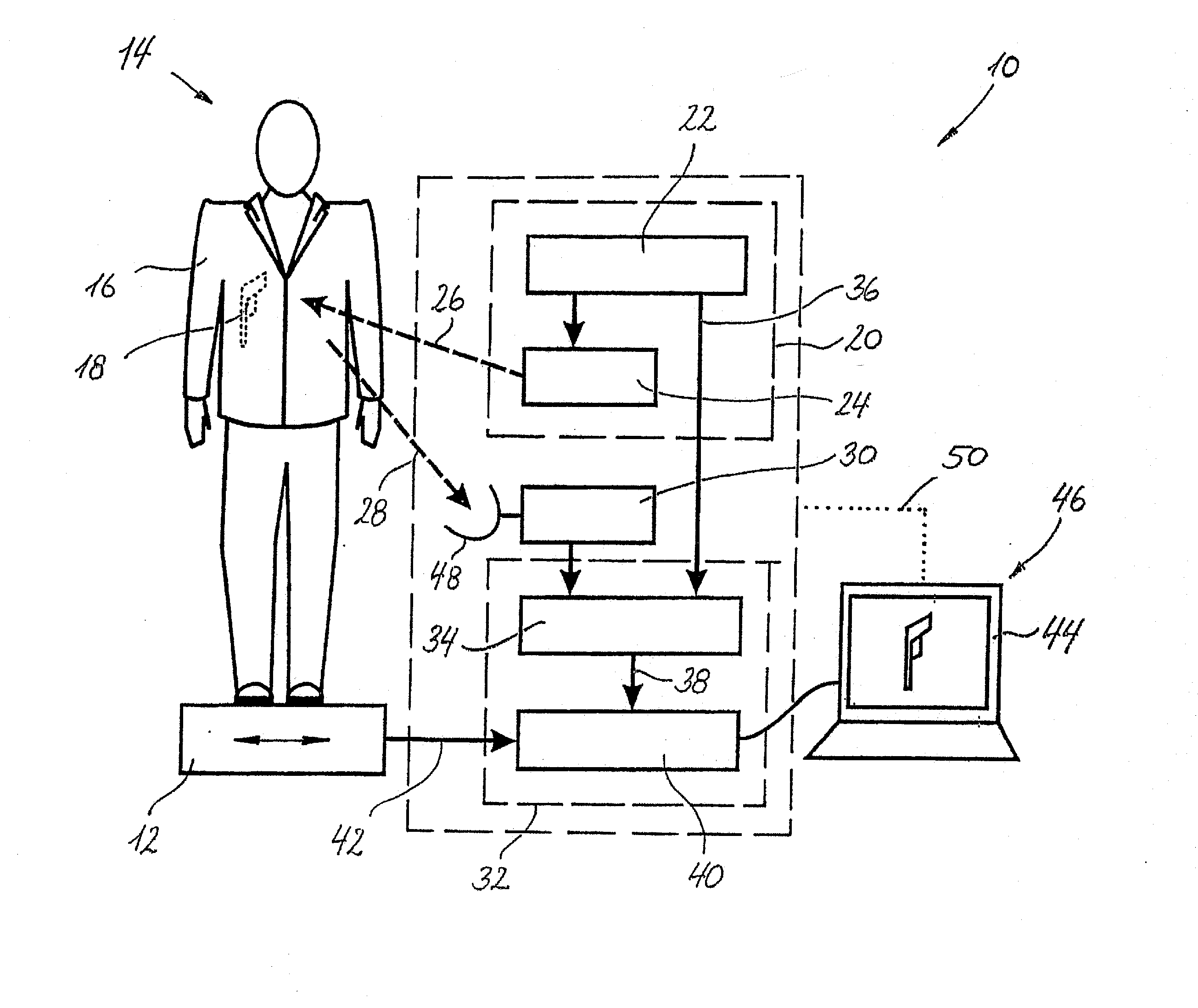 Arrangement and method for detecting an object which is arranged on a body, in particular for carrying out a security check
