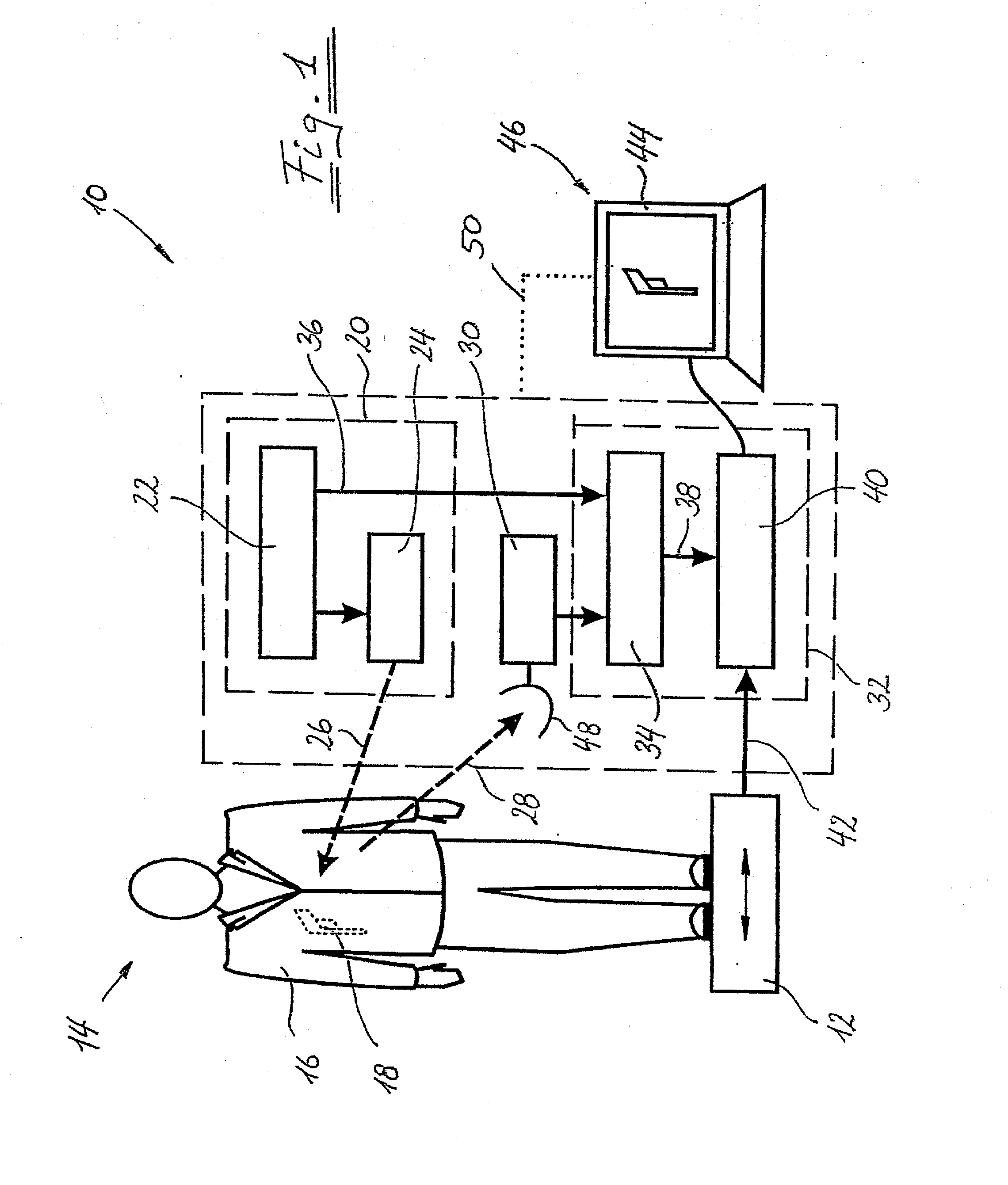 Arrangement and method for detecting an object which is arranged on a body, in particular for carrying out a security check