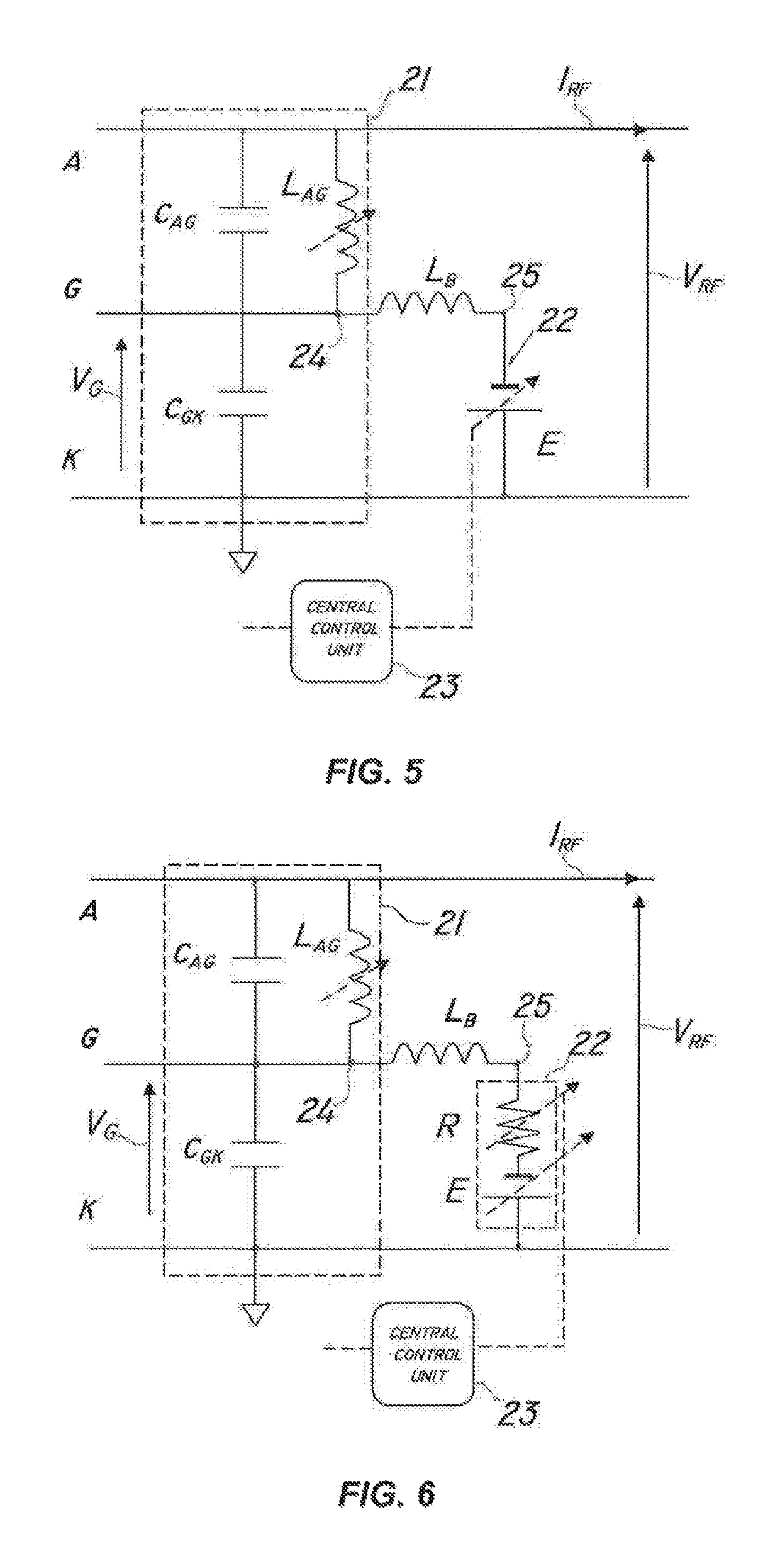 Device for generating an alternate radiofrequency electromagnetic field, control method and plant using such device