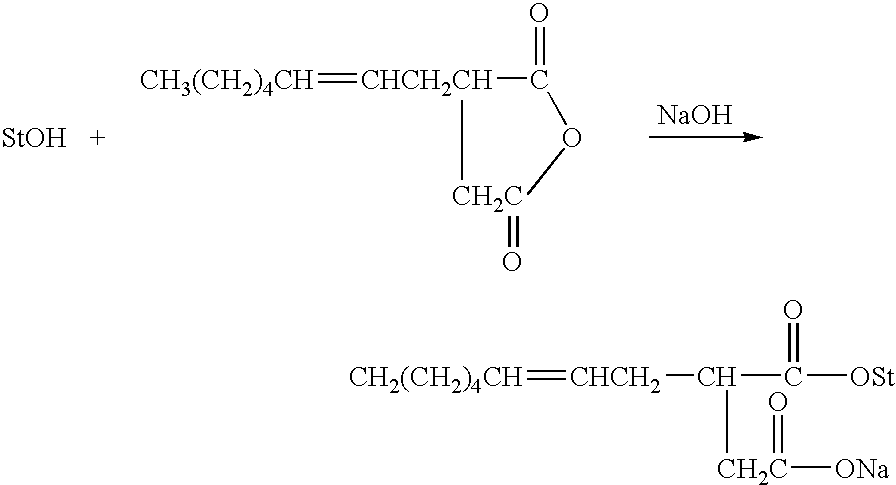 Alkenyl succinic acid anhydride half ester emulsifier