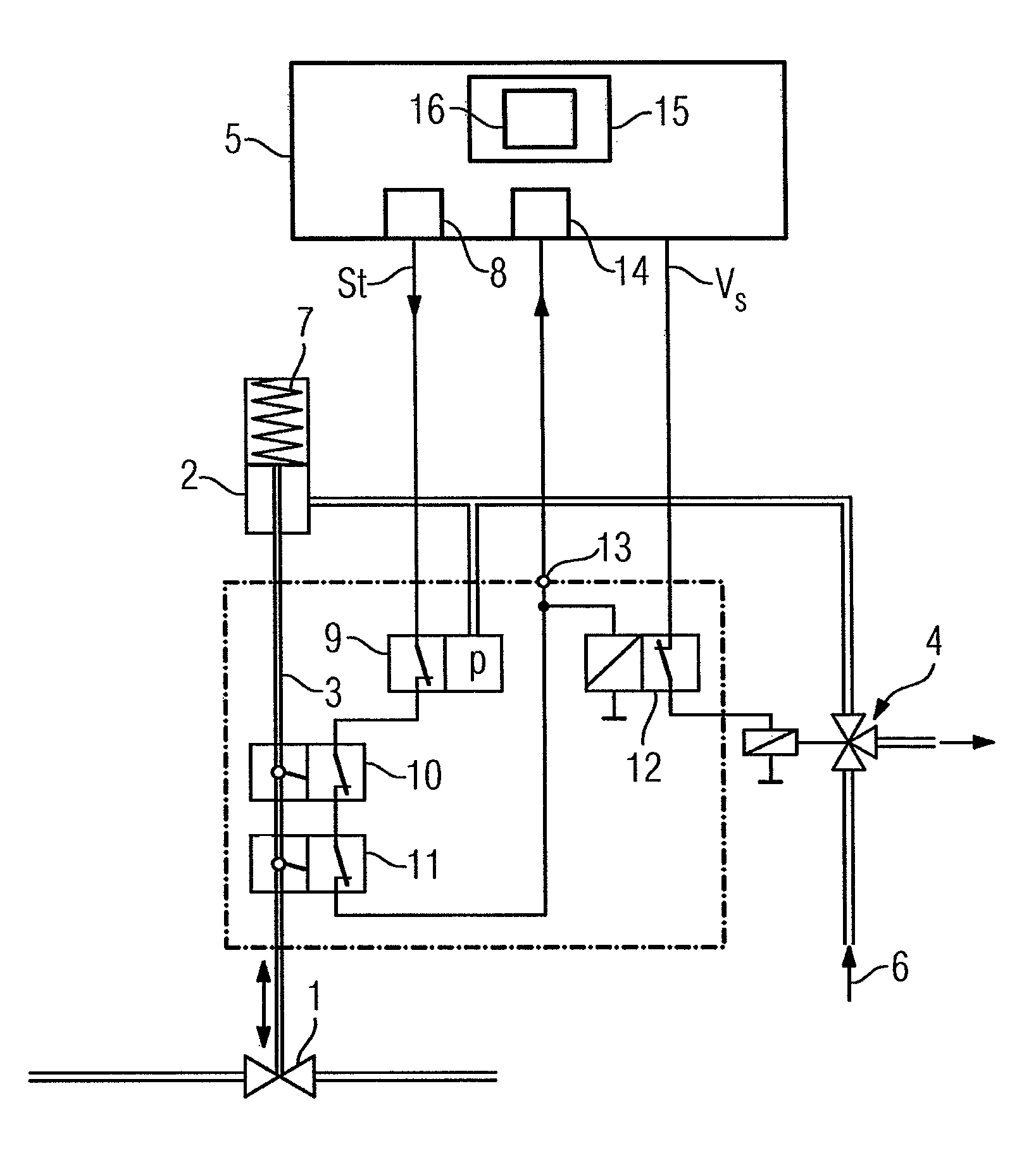 Actuating device for an on/off valve