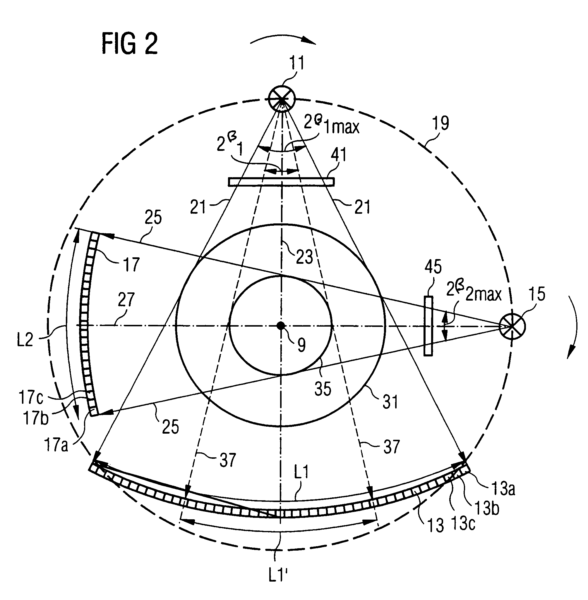 Imaging tomography apparatus with at least two radiator-detector combinations