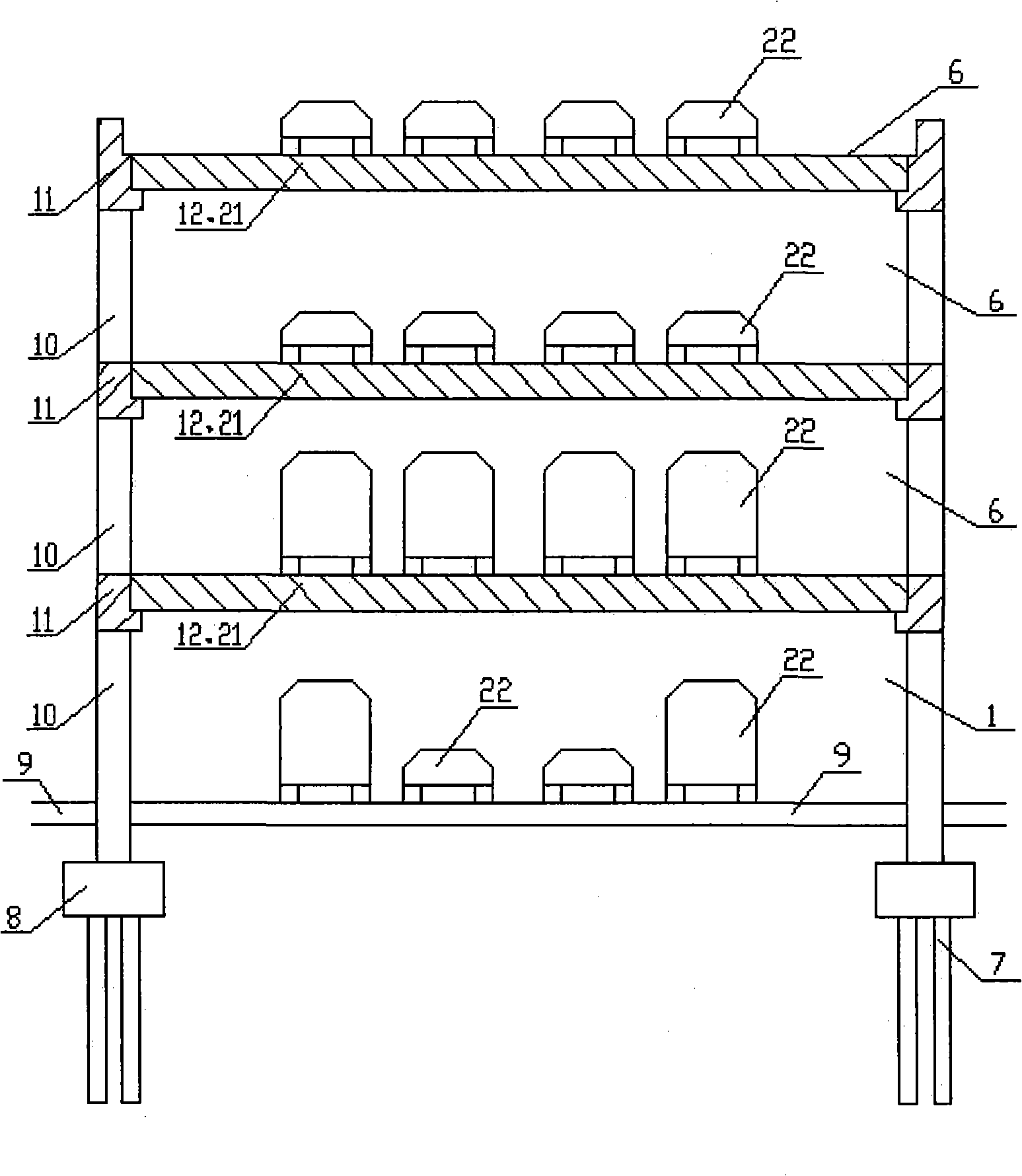 Storied building type channel