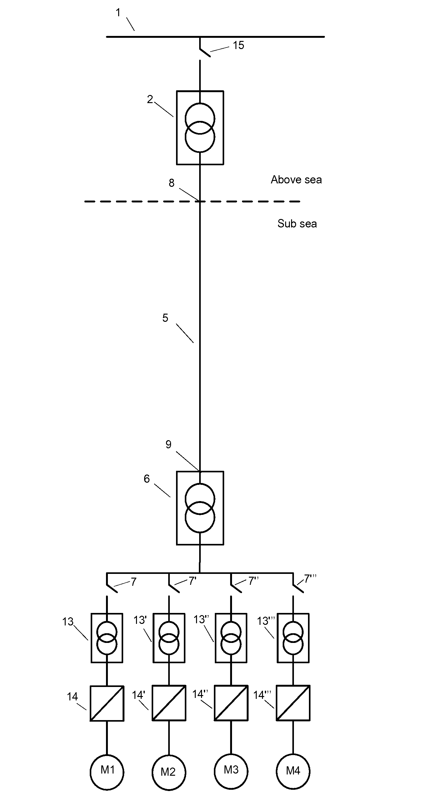 Device for stable subsea electric power transmission to run subsea high speed motors or other subsea loads