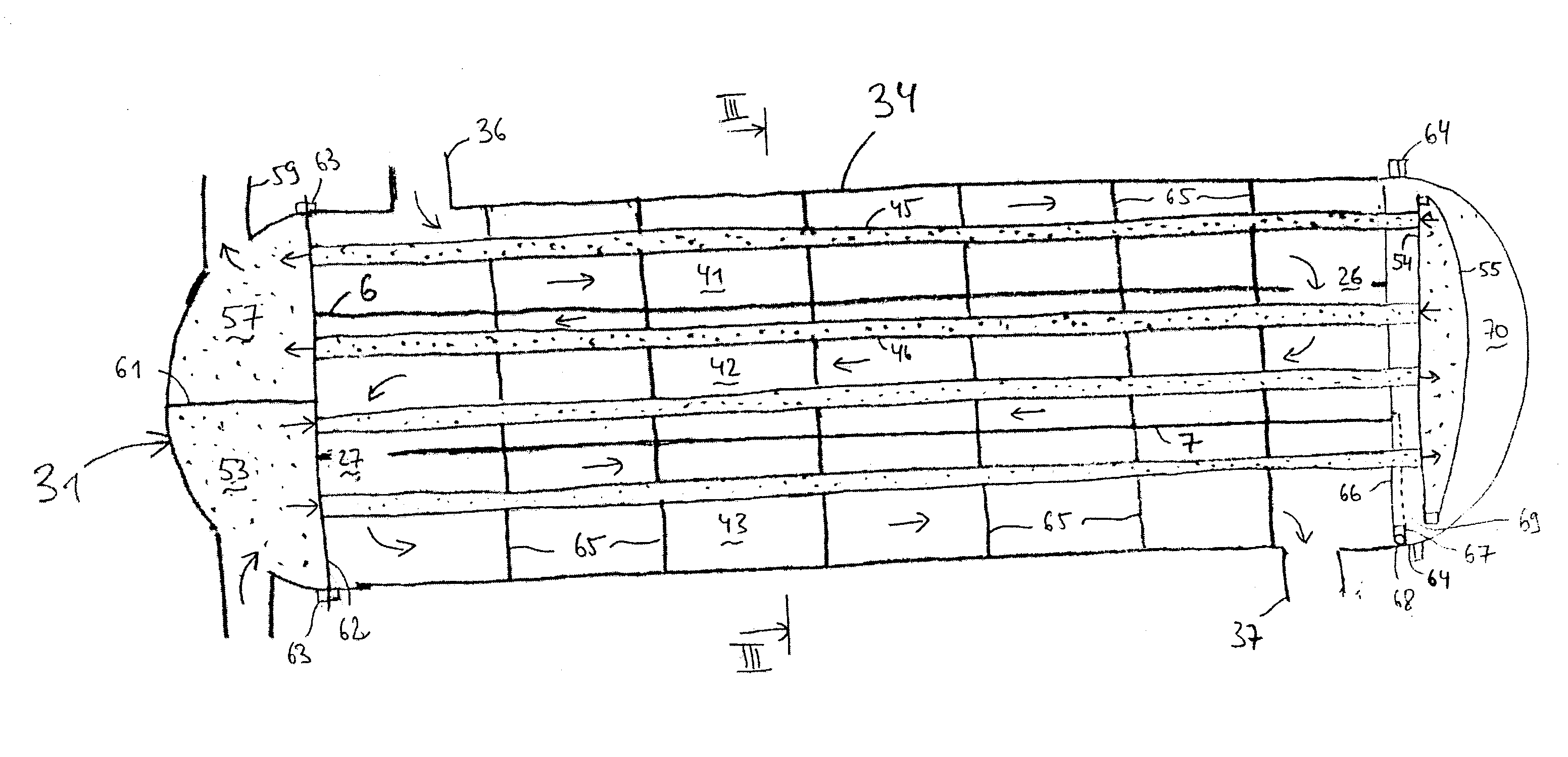 Assembly of baffles and seals and method of assembling a heat exhanger