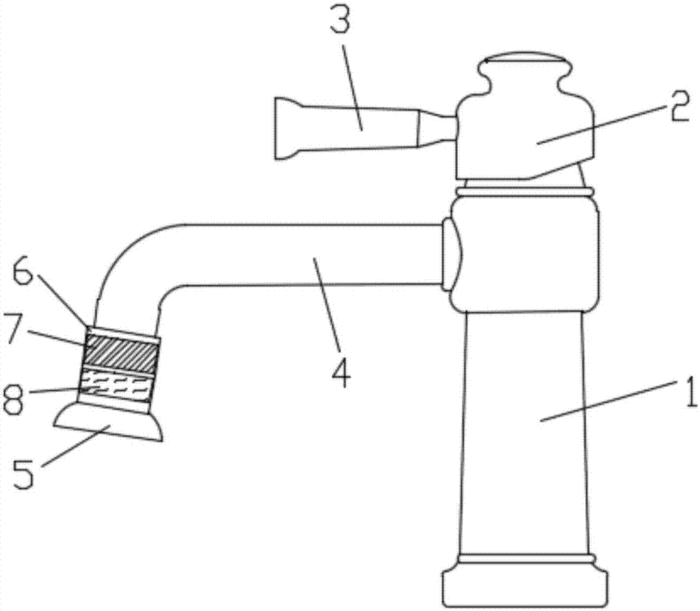 Safe single-hole wash basin faucet having filtering function