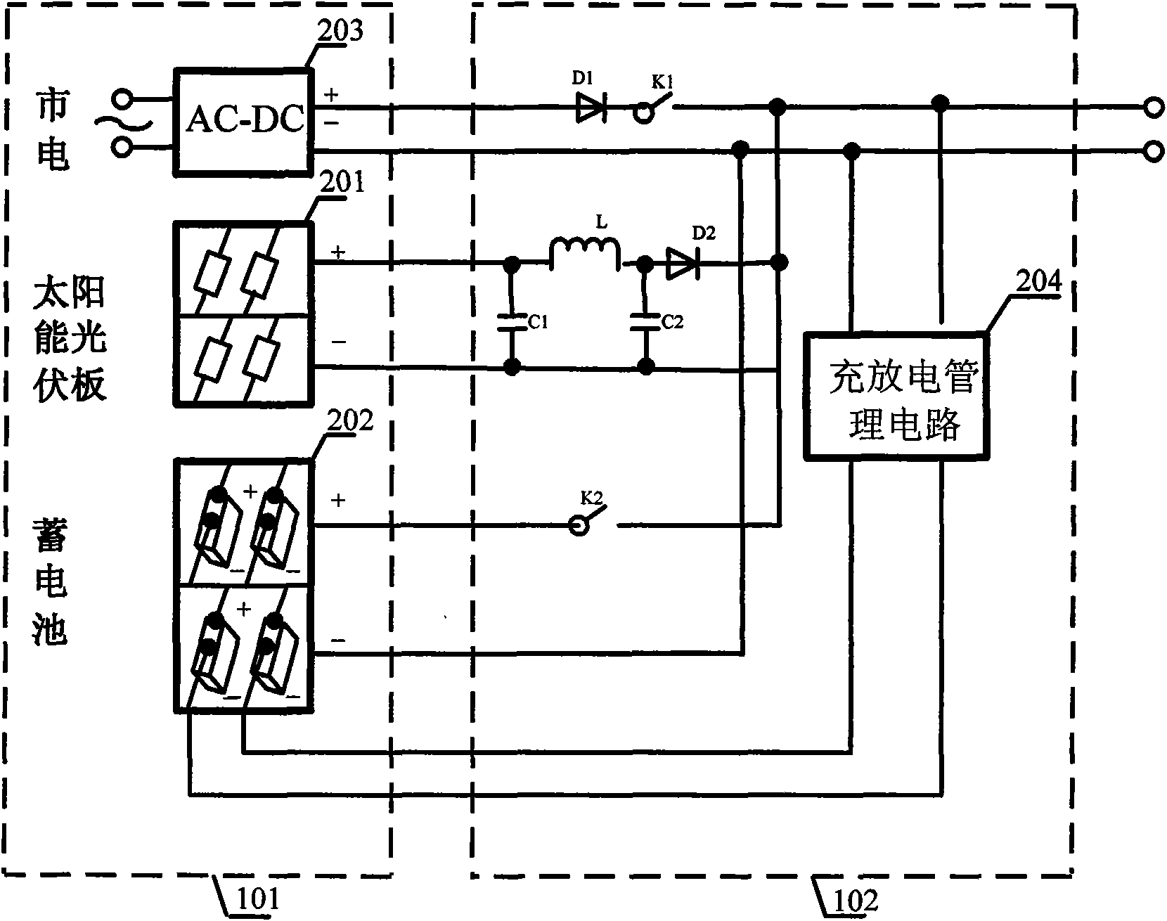 Mixed direct-current power system for large LED display screen