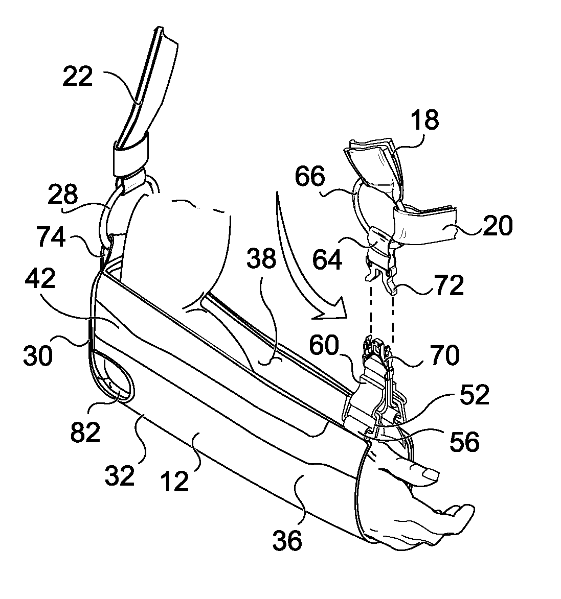 Shoulder orthosis having a supportive strapping system