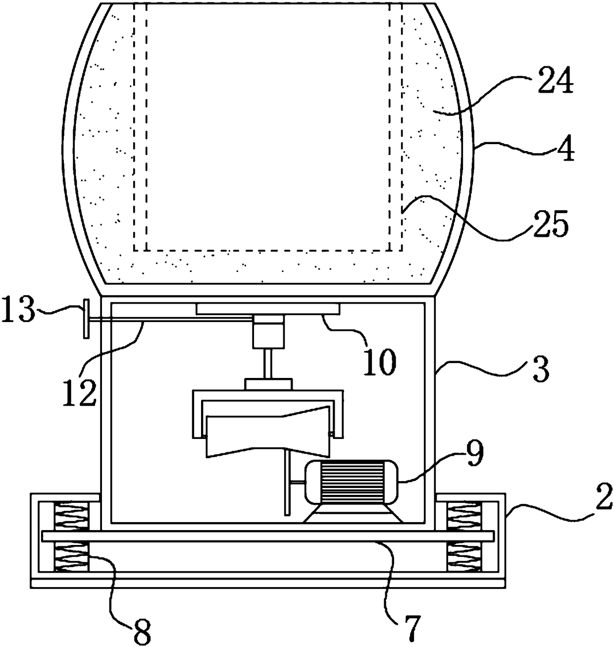 An adjustment device for optimizing the vibration frequency of a vibration casting machine