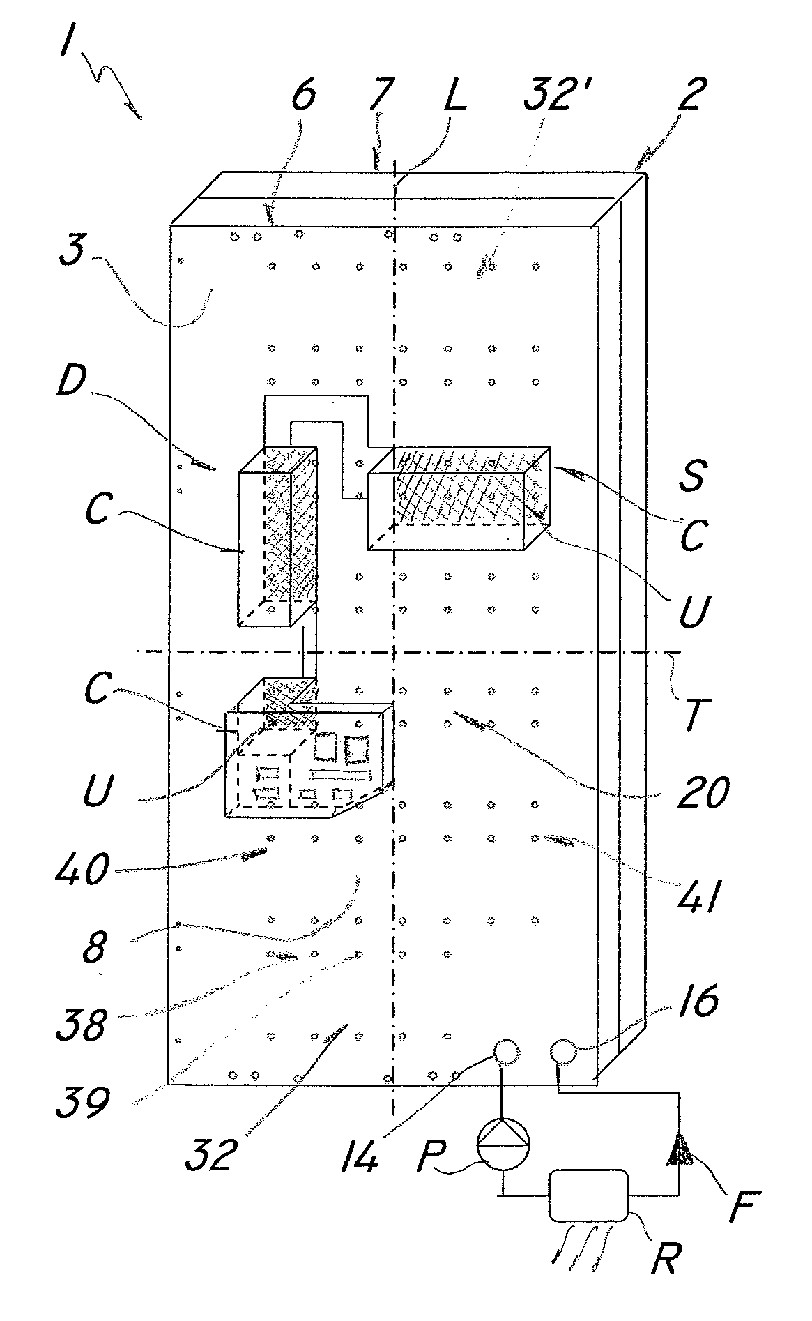 Cooling device for electronic components and control apparatus comprising the cooling device