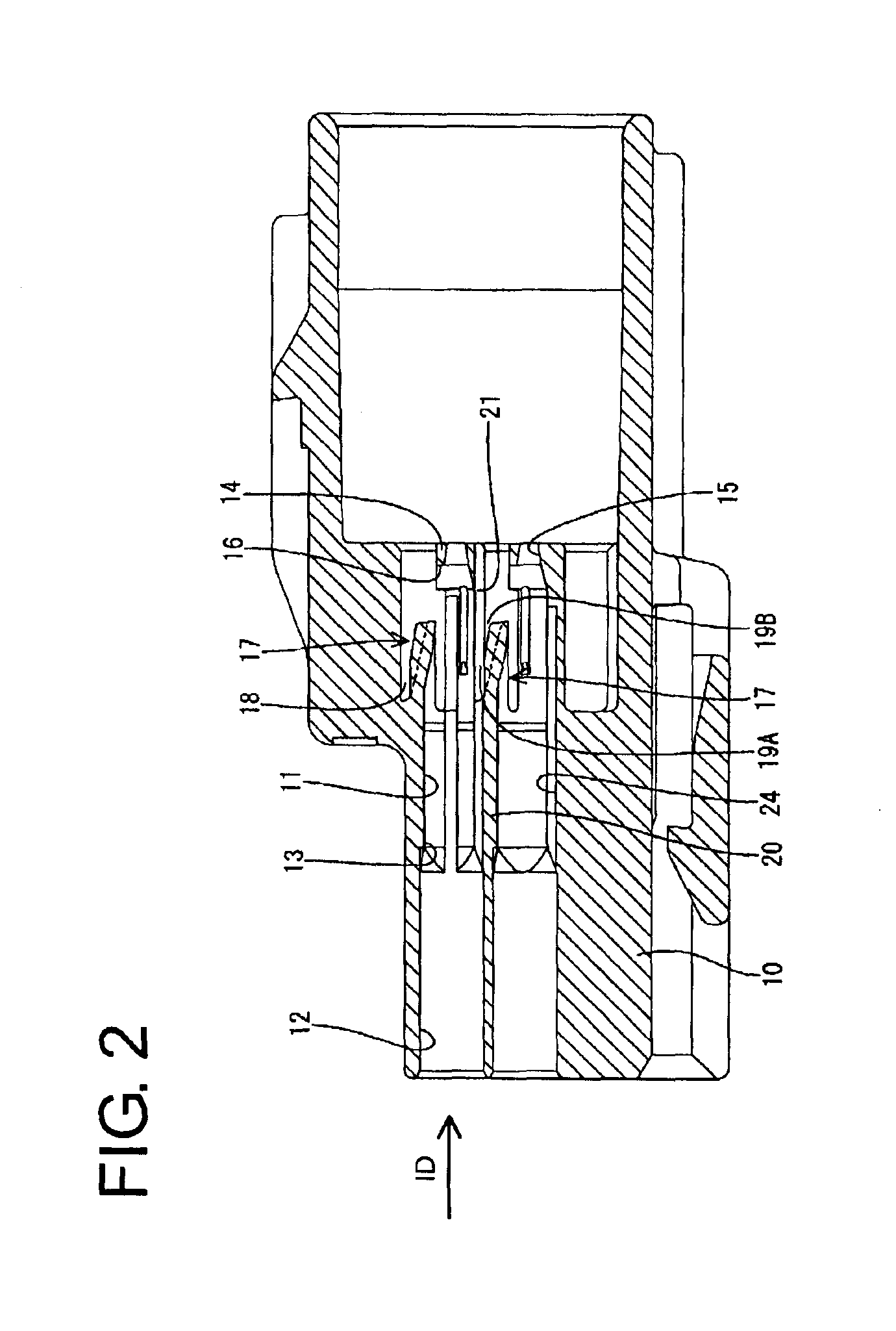 Connector housing with resilient lock having increased rigidity