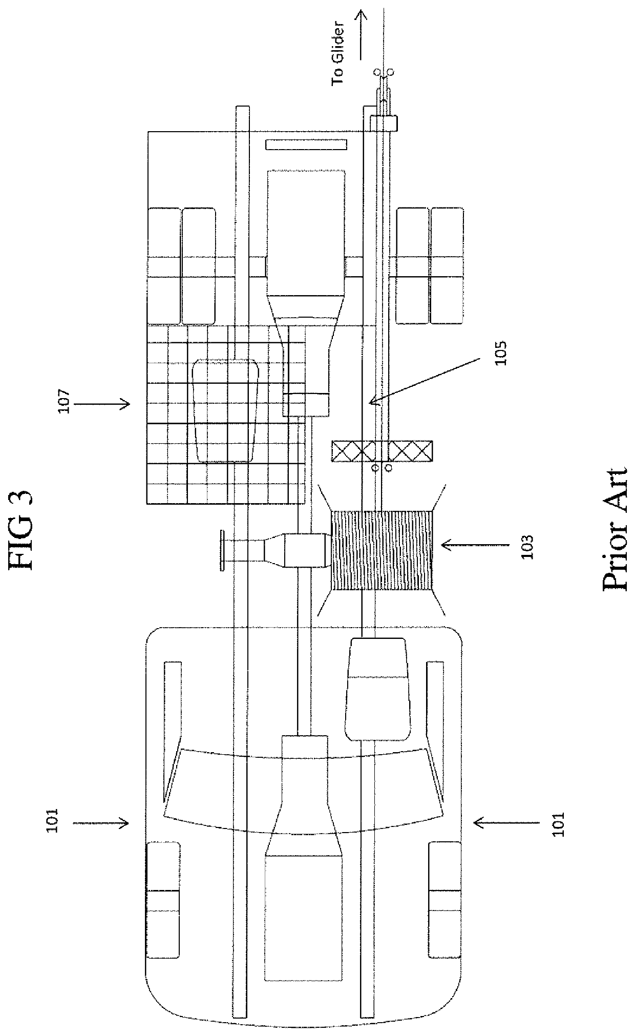 Glider winch/truck combination and method of use