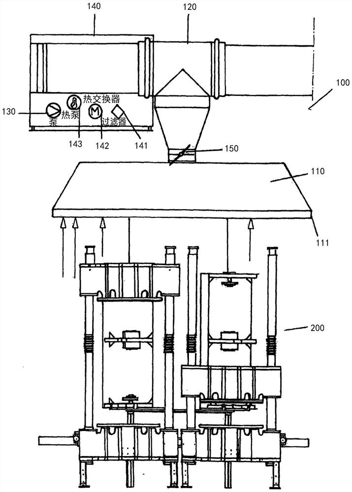 Method and apparatus for air extraction in the area of a heating press