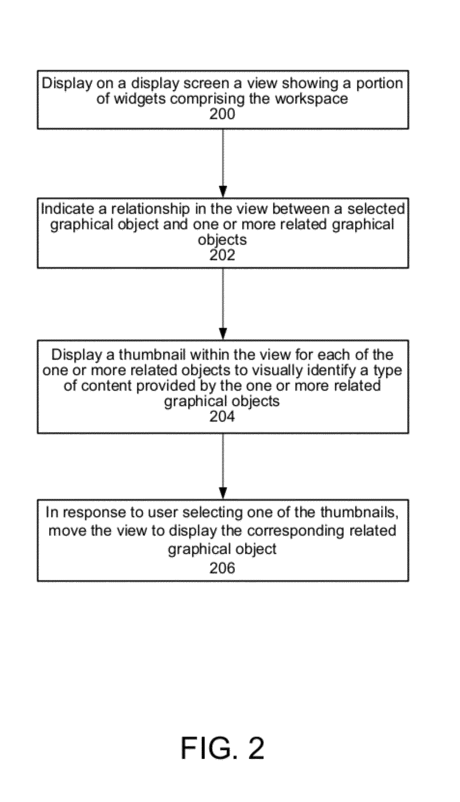 Displaying graphical object relationships in a workspace