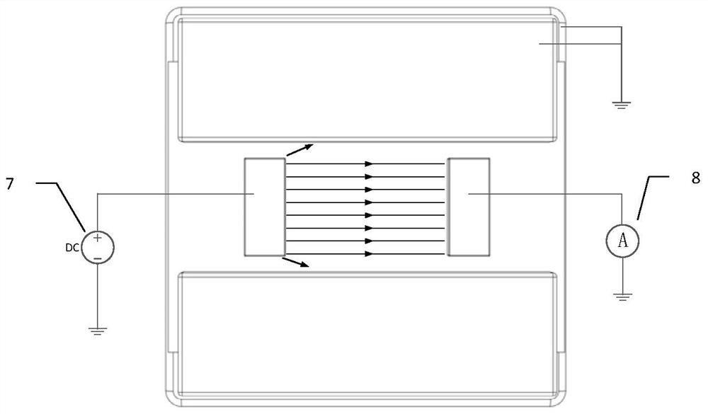 Strip-shaped insulation surface resistivity test double-protection type line electrode system