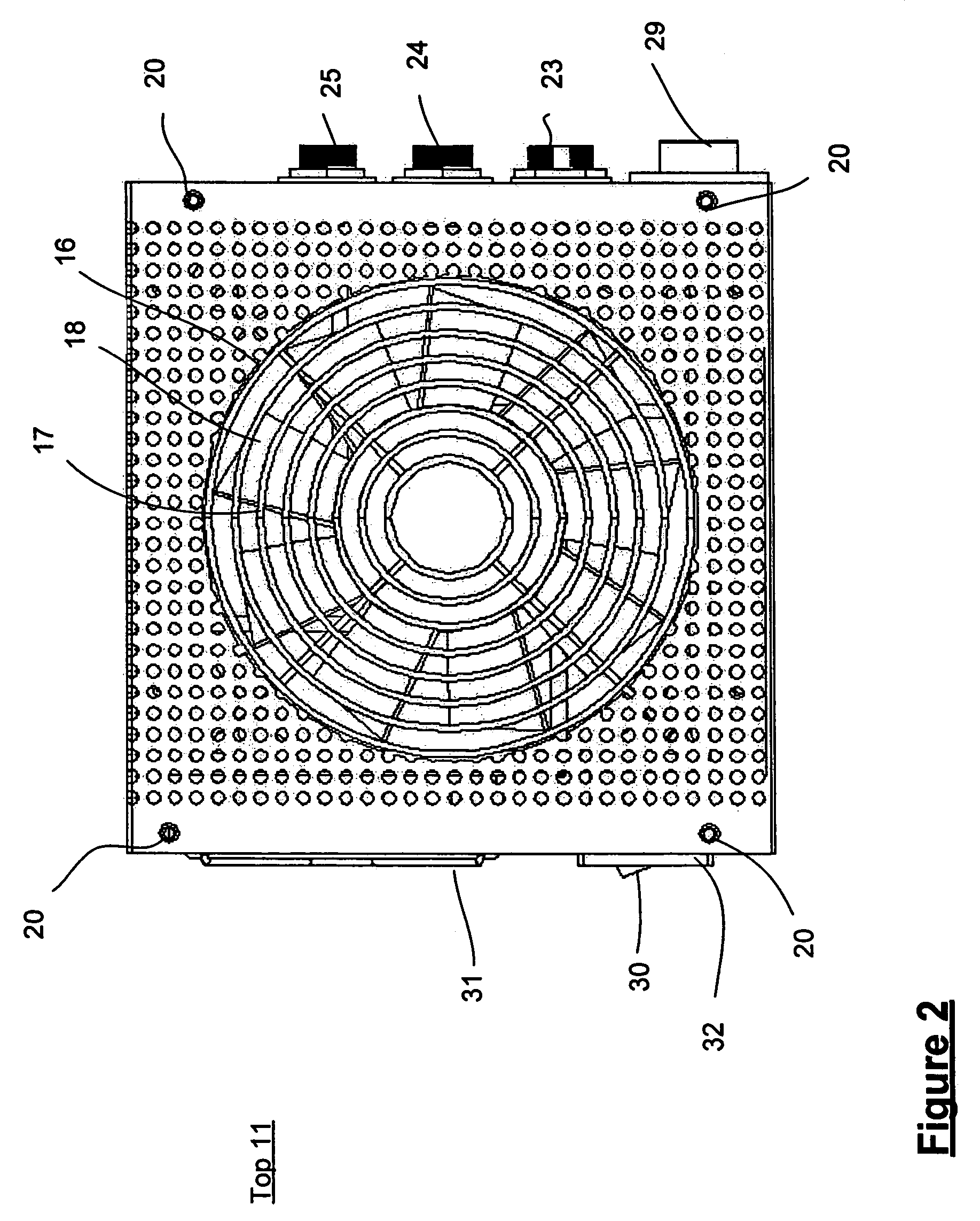 Power supply unit with perforated housing