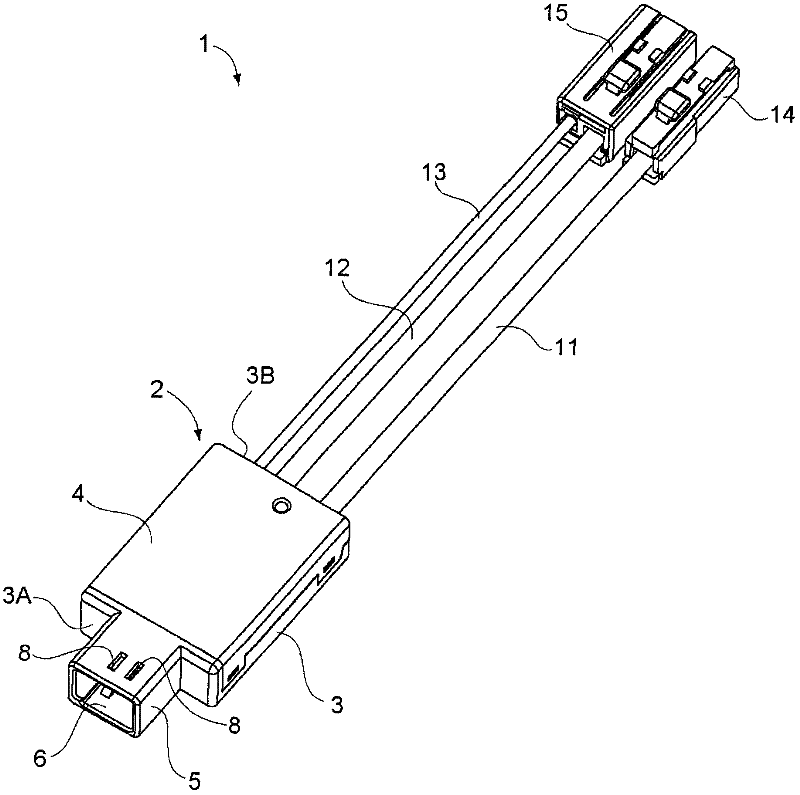 Connector equipped inside combined partial-wave circuit and signal path system