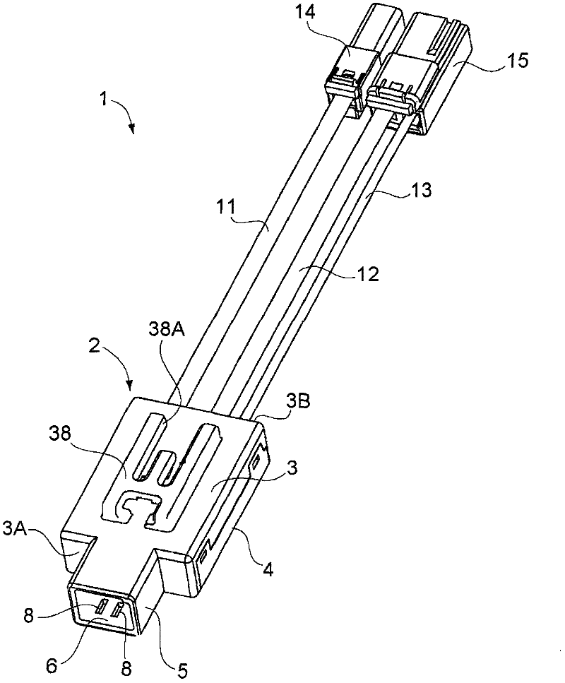 Connector equipped inside combined partial-wave circuit and signal path system