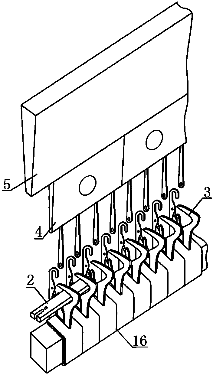 Weft insertion device of latch needle warp knitting machine