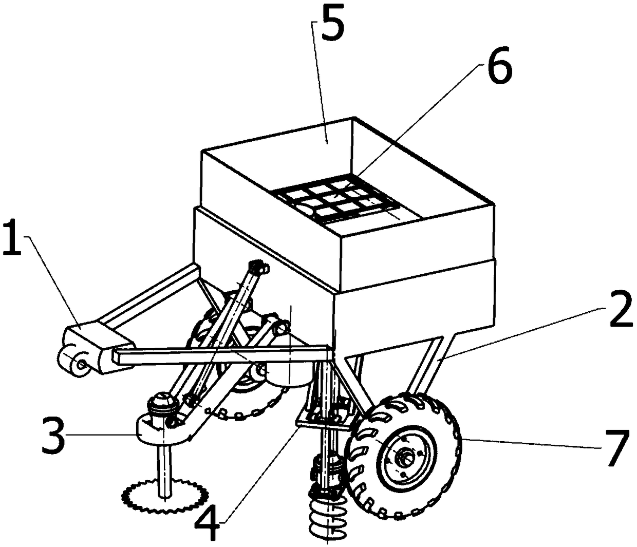 Suspension-type pit digging and seedling planting machine